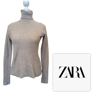 NWT $80 Zara Women S Wool Angora Nylon Blend Turtleneck Beige Sweater TOP